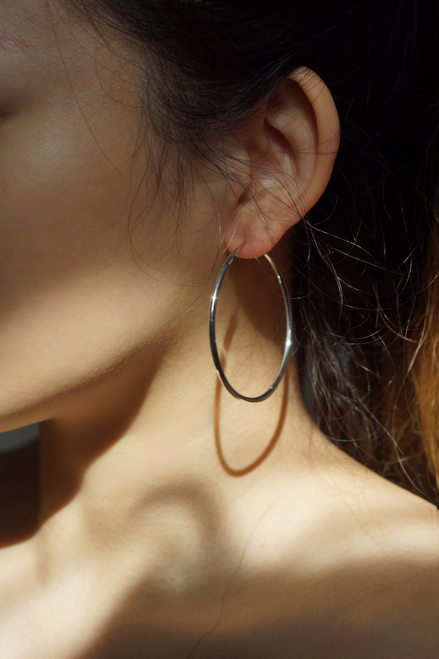 Large Thin Hoop Earrings-50mm