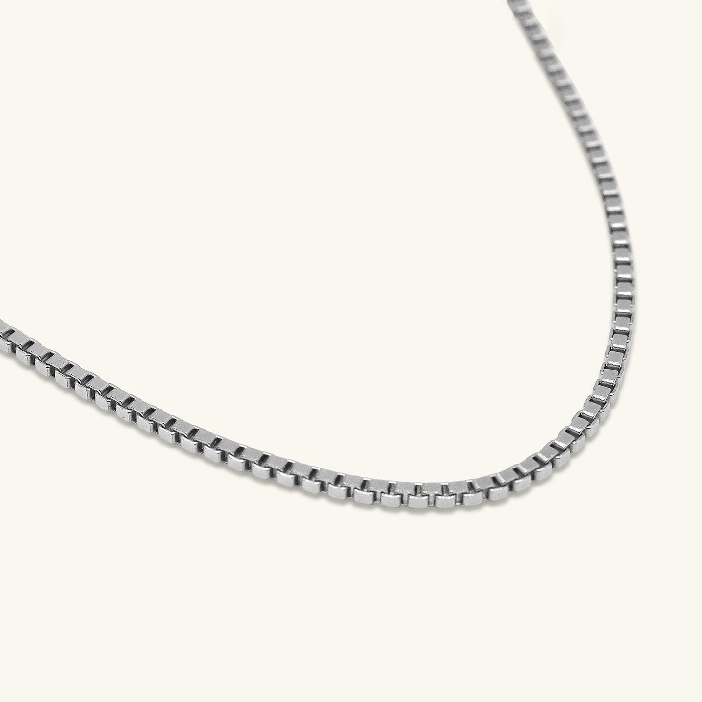 Silver Box Chain Choker Necklace