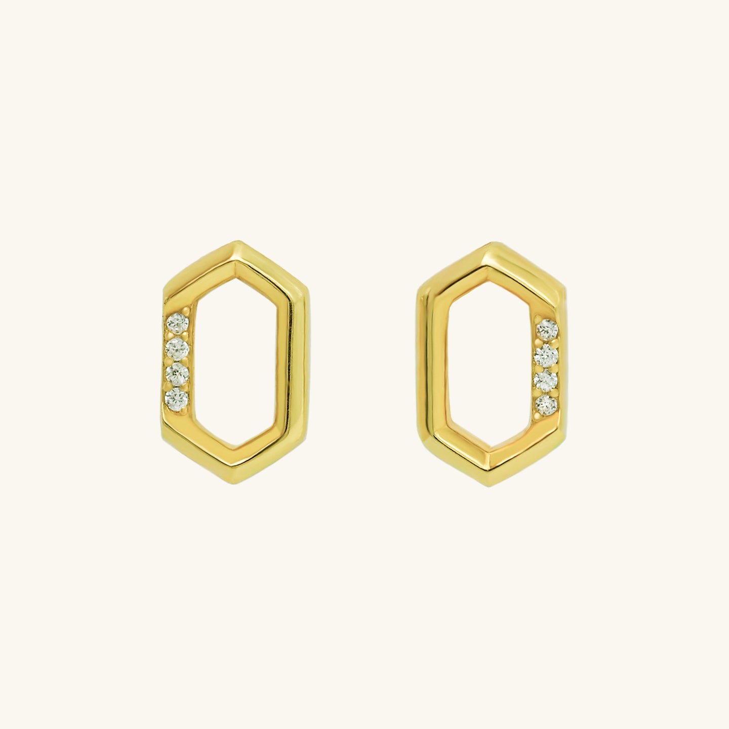 Erd Hexagonal CZ Stud Earrings